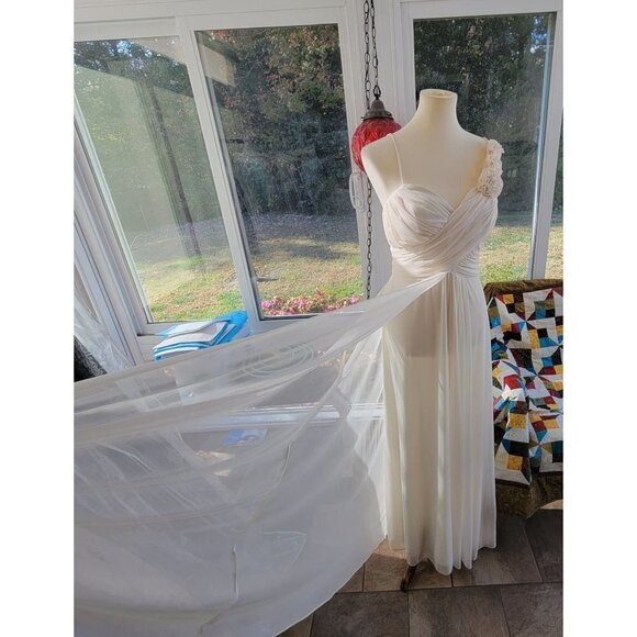 Elegant Cream Wedding Dress Vintage Cindy Collection Ivory Size Large - Picture 6 of 14
